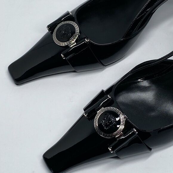 Versace Medusa Buckle Leather Slingback Pumps size 41 - Picture 7 of 15